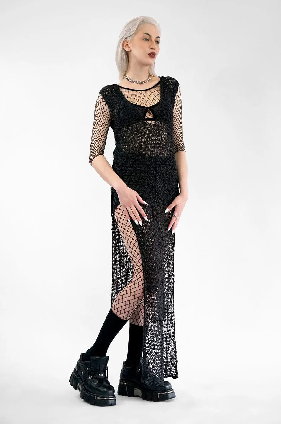 Crop Sleeve Net Bodysuit