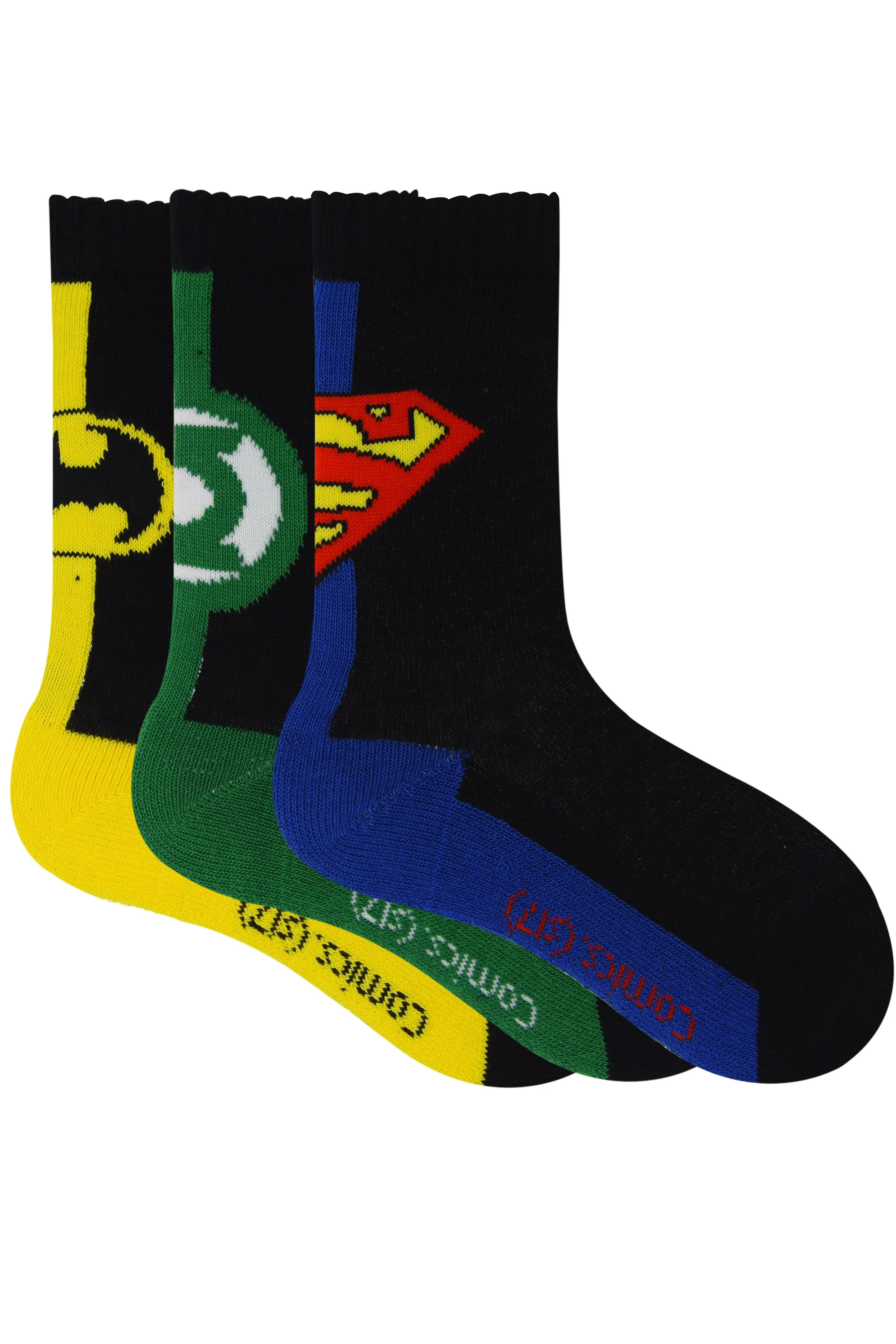 Justice League By Balenzia Crew Socks for Kids (Pack of 3 Pairs/1U)(4-6 YEARS)
