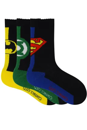 Justice League By Balenzia Crew Socks for Kids (Pack of 3 Pairs/1U)(4-6 YEARS)