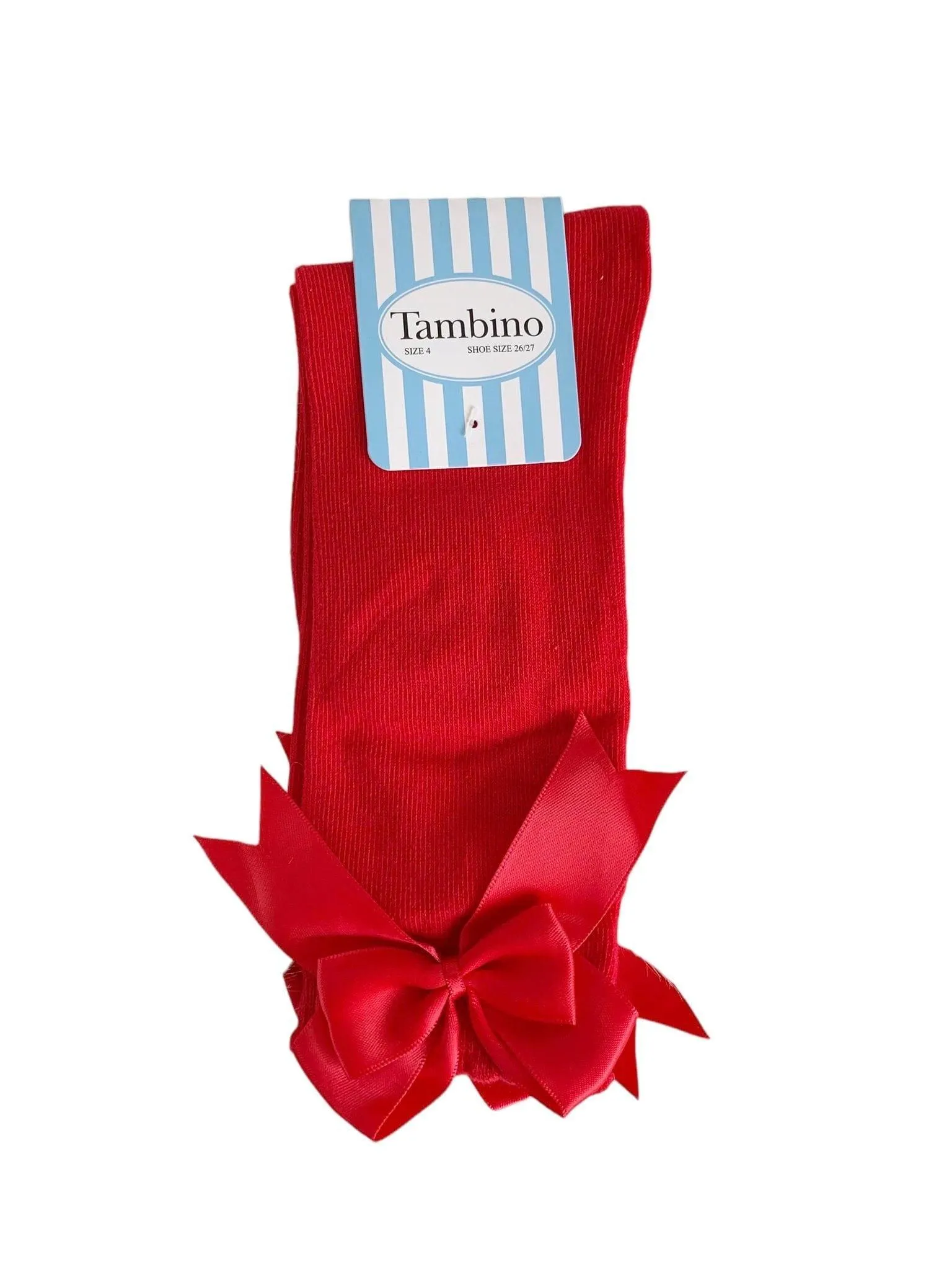 Tambino Socks - Girl's Red Knee High Bow Socks